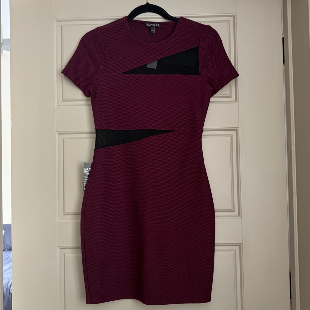 Maroon and black bodycon dress